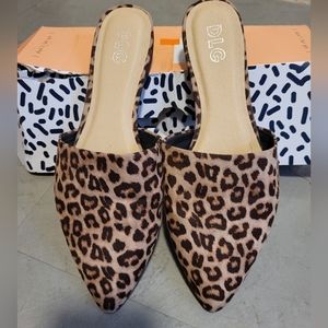 Leopard print slide on shoes